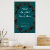 Poster Noir Turquoise Rose gothique Elégant Mariage (Cuisine)