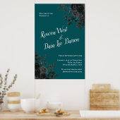 Poster Noir Turquoise Rose gothique Elégant Mariage (Cuisine)