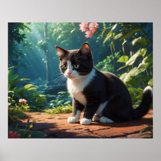 Poster *~* Noir Tuxedo Kitty AP68 5:4 Feline Kitten Chat (Devant)