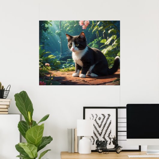 Poster *~* Noir Tuxedo Kitty AP68 5:4 Feline Kitten Chat (Bureau à domicile)