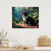 Poster *~* Noir Tuxedo Kitty AP68 5:4 Feline Kitten Chat (Cuisine)
