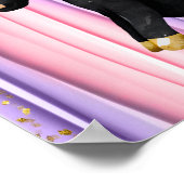 Poster Noir Unicorne oreilles roses (Coin)