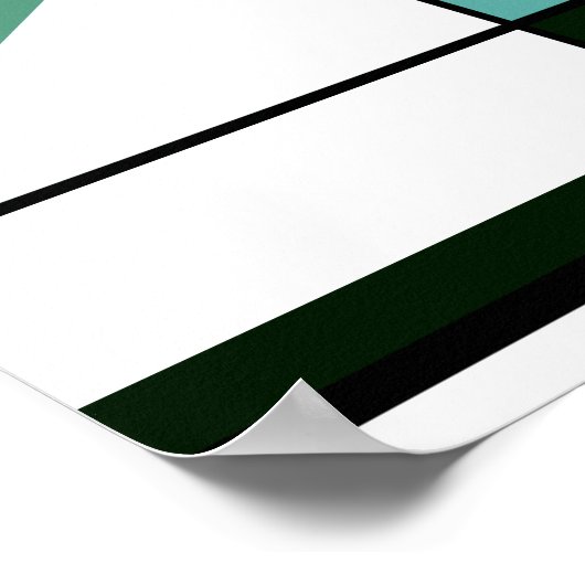 Poster Noir Vert Tons Blanc Mosaïque Retro Design (Coin)