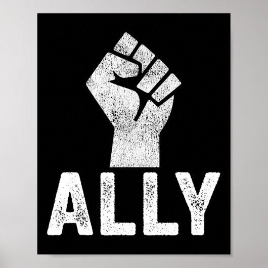 Poster Noir Vit Problème Ally Fist Support Blm (Devant)