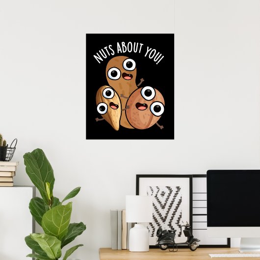 Poster Noix À Propos De Vous Drôle Nut Puns Dark BG (Bureau à domicile)