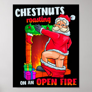 Poster Noix de poitrine qui rôtissent drôle sale Père Noë