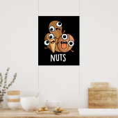 Poster Noix Drôle Nutty Food Pun Dark BG (Cuisine)