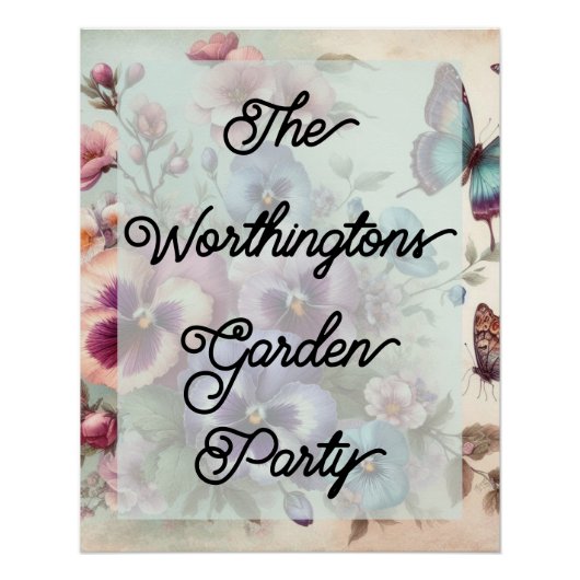 Poster Nom Aquarelle Vintages Pansies Fleurs Pastels (Devant)