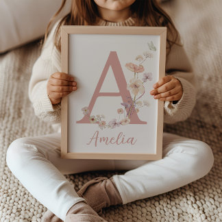 Poster Nom artistique en monogramme pour la nurserie de l