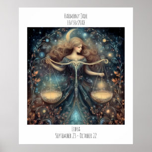 Poster Nom Astrologie Zodiaque Balance & Anniversaire