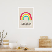 Poster Nom bébé arc-en-ciel moderne mignon (Cuisine)