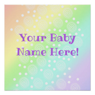 Poster Nom bébé personnalisé Pastel Rainbow Nursery Impri