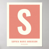 Poster Nom bébé personnalisé Pépinière Décor Mur Monogram (Devant)