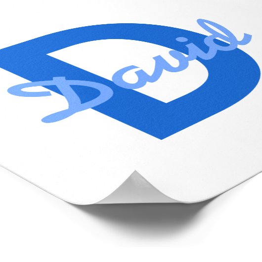 Poster Nom bleu et monogramme (Coin)