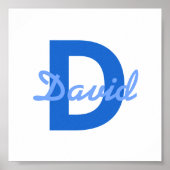 Poster Nom bleu et monogramme (Devant)