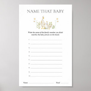 Poster Nom Ce Bébé Silly Goose Baby shower Jeu
