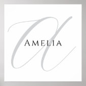 Poster Nom Chic Monogramme Lettre Initiale Calligraphie  (Devant)