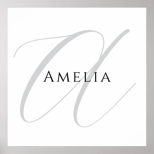 Poster Nom Chic Monogramme Lettre initiale Calligraphie (Devant)