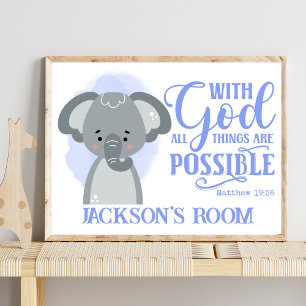 Poster Nom Christian Cute Baby Elephant Bible Citation