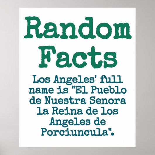 Poster Nom complet de Los Angeles - Trivia Fact (Devant)