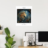 Poster Nom d'astrologie du zodiaque Léo & Anniversaire (Bureau à domicile)