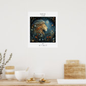 Poster Nom d'astrologie du zodiaque Léo & Anniversaire (Cuisine)