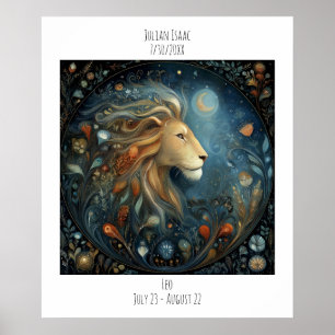 Poster Nom d'astrologie du zodiaque Léo & Anniversaire