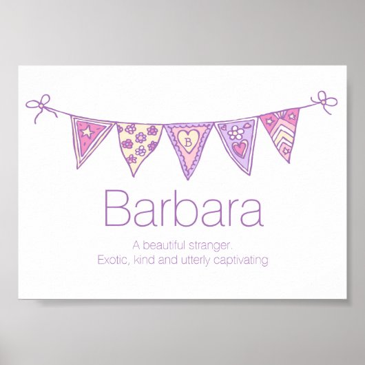 Poster Nom de Barbara signifiant drapeau rose violet (Devant)