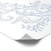 Poster nom de bébé garçon imprimable bleu crête (Coin)