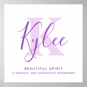 Poster Nom de clé signifiant texte violet personnalisé