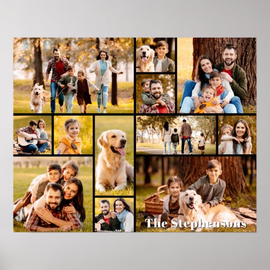 Poster Nom de Collage de 12 Photos Unique Simple (Devant)