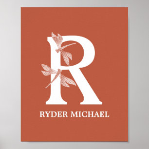 Poster Nom de couleur personnalisé Monogramme Lettre R Dr