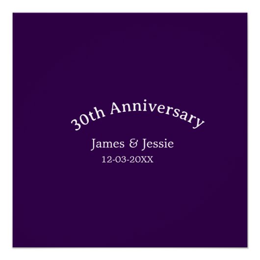 Poster nom de date d'anniversaire de mariage 30 ans viole (Devant)