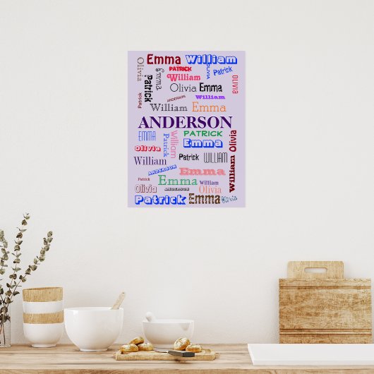 Poster Nom de famille Dazzling Word Cloud (Cuisine)