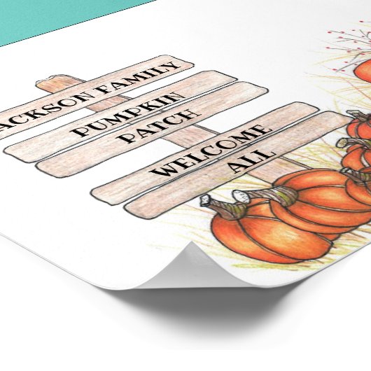 Poster Nom de famille du patch citrouille (Coin)