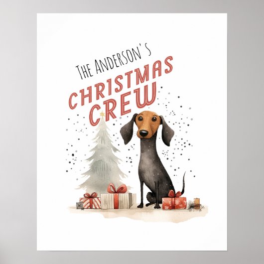 Poster Nom de famille mignon Équipe de Noël (Devant)