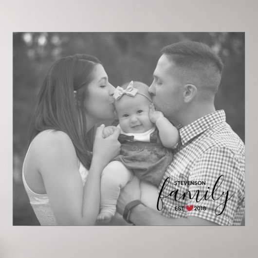 Poster Nom de famille noir Est. Année Red Heart Family Ph (Devant)