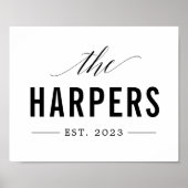 Poster Nom de famille personnalisé Année d'établissement (Devant)