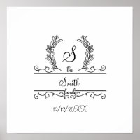 Nom de famille personnalisé avec monogramme en écr