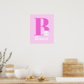 Poster Nom de fille avec lettre personnalisée en rose (Cuisine)