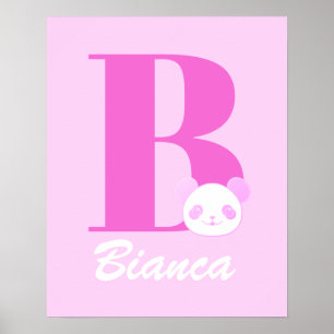 Poster Nom de fille Lettre personnalisée en rose