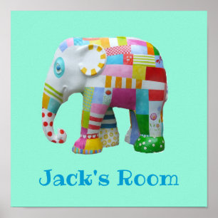 Poster Nom de garçon Jouet mignon éléphant patchwork