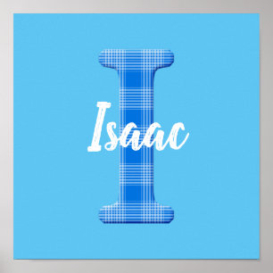 Poster Nom de garçon personnalisé carreaux lettre I