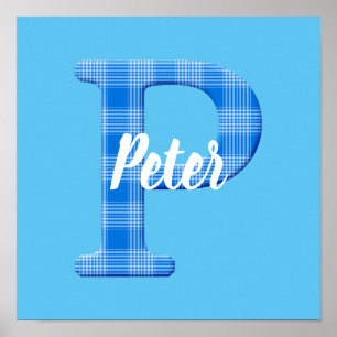 Poster Nom de garçon personnalisé Plaid Lettre P