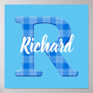 Poster Nom de garçon Plaid personnalisé Lettre R