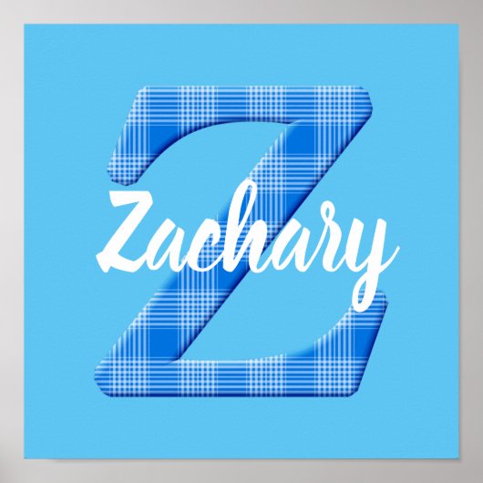 Poster Nom de garçon Plaid personnalisé Lettre Z (Devant)