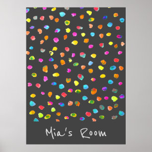 Poster Nom de la fille chambre à coucher pois couleur aqu