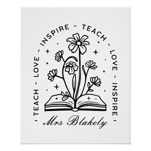 Poster Nom de l'enseignant personnalisé citations cottage (Devant)