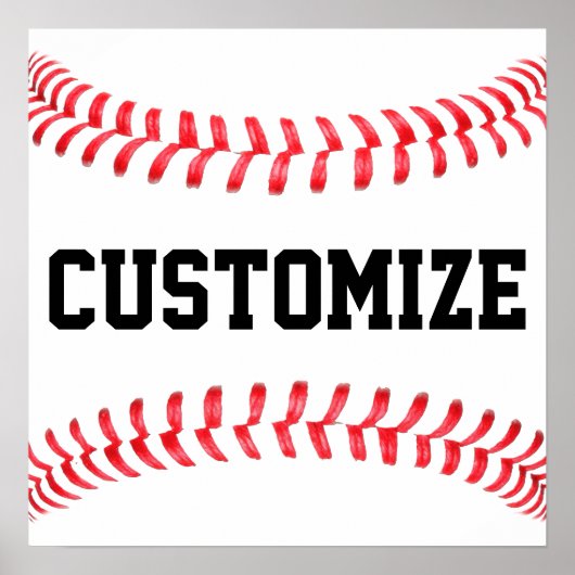Poster Nom de l'équipe ou du joueur de baseball personnal (Devant)
