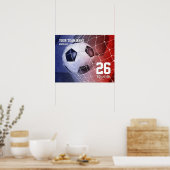 Poster Nom de l'équipe rouge blanc bleu filles de footbal (Cuisine)